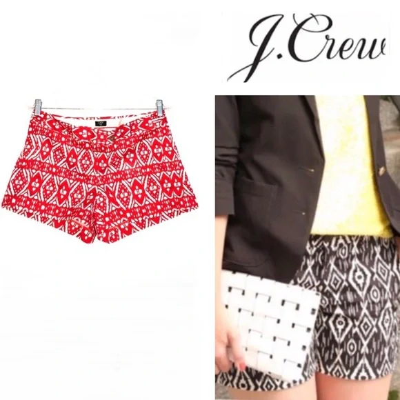 J Crew red & white city fit stretch IKAT shorts - Picture 2 of 12